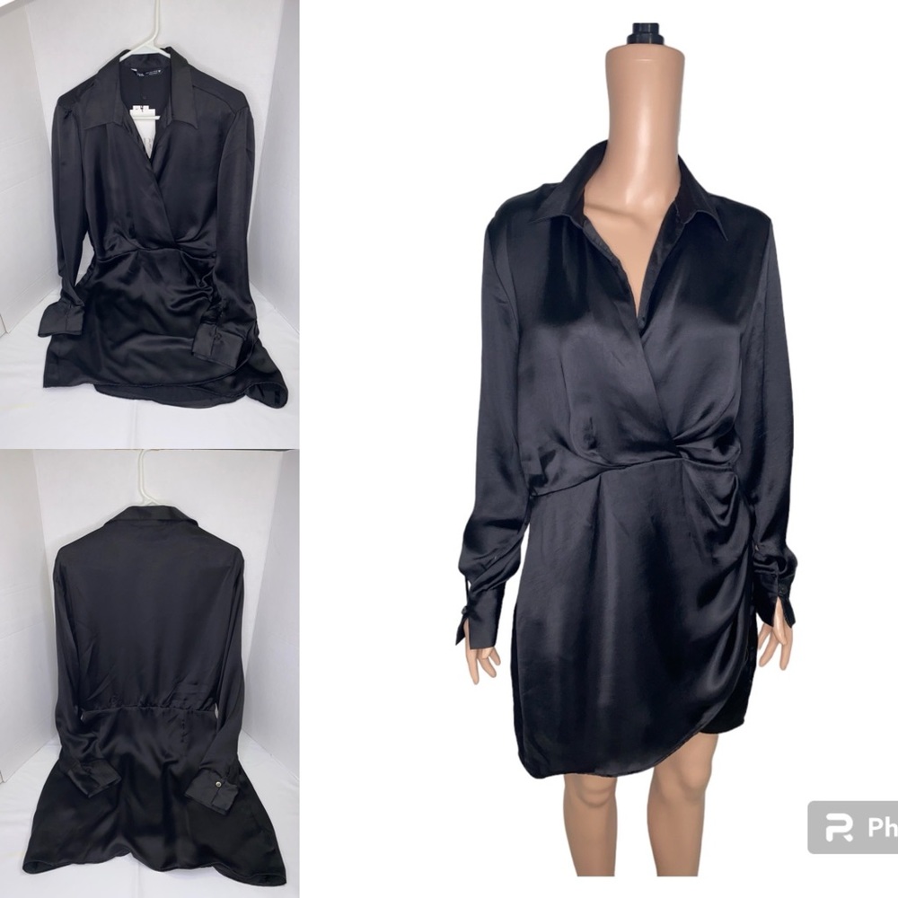 NWT Zara Satin Black Dress New